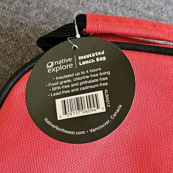 Native Explore Insulated Lunch Bag Red Zip Up Bear And Friends By Simone Diamond - Picture 15 of 15